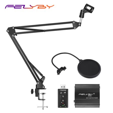 ! Professionele Zwarte Microfoon Set Verstelbare Metalen Suspension Scissor Arm Microfoon Stand Houder Voor Montage Op Pc Laptop