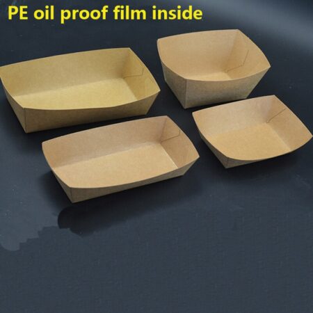 [50 Stuks] Waterdicht Olie Proof Vorm Kraft Container Voor Salade Kippenvleugels Frieten
