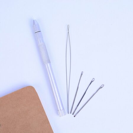 (1 Stuks + 4 Stuks) professionele Sliver Haarverlenging Haak Trekken Tool Naald Roestvrij Staal Hair Extension Tools Voor Kant Pruiken
