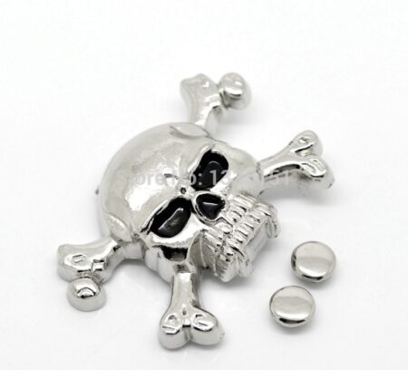 -10 Sets Antiek Zilver Skull Crossbone Klinknagels Spots 4.4 cm x 2.9 cm 7mm Tas lederen Kleding J1785