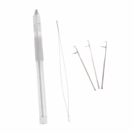 (1 Stuks + 4 Stuks) professionele Sliver Haarverlenging Haak Trekken Tool Naald Voor Kant Pruiken Roestvrij Staal Hair Extension Gereedschap