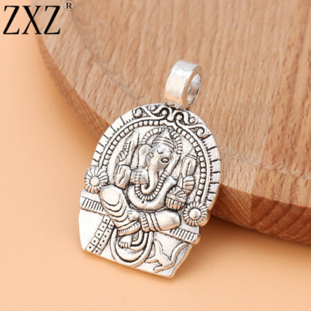 Zxz 5 stuks tibetaans zilveren Ganesha olifant bedels hangers voor sieraden 38x24mm