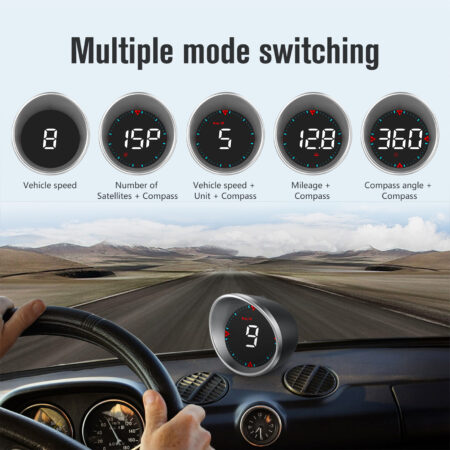 Auto hud head-up display met digitale snelheidsmeter en kompas