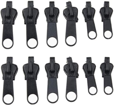 Rits repareer set – fix a zipper – set van 6 stuks – 2x small – 2x medium – 2x large – kleur zwart – instant reparatie – bespaar kosten